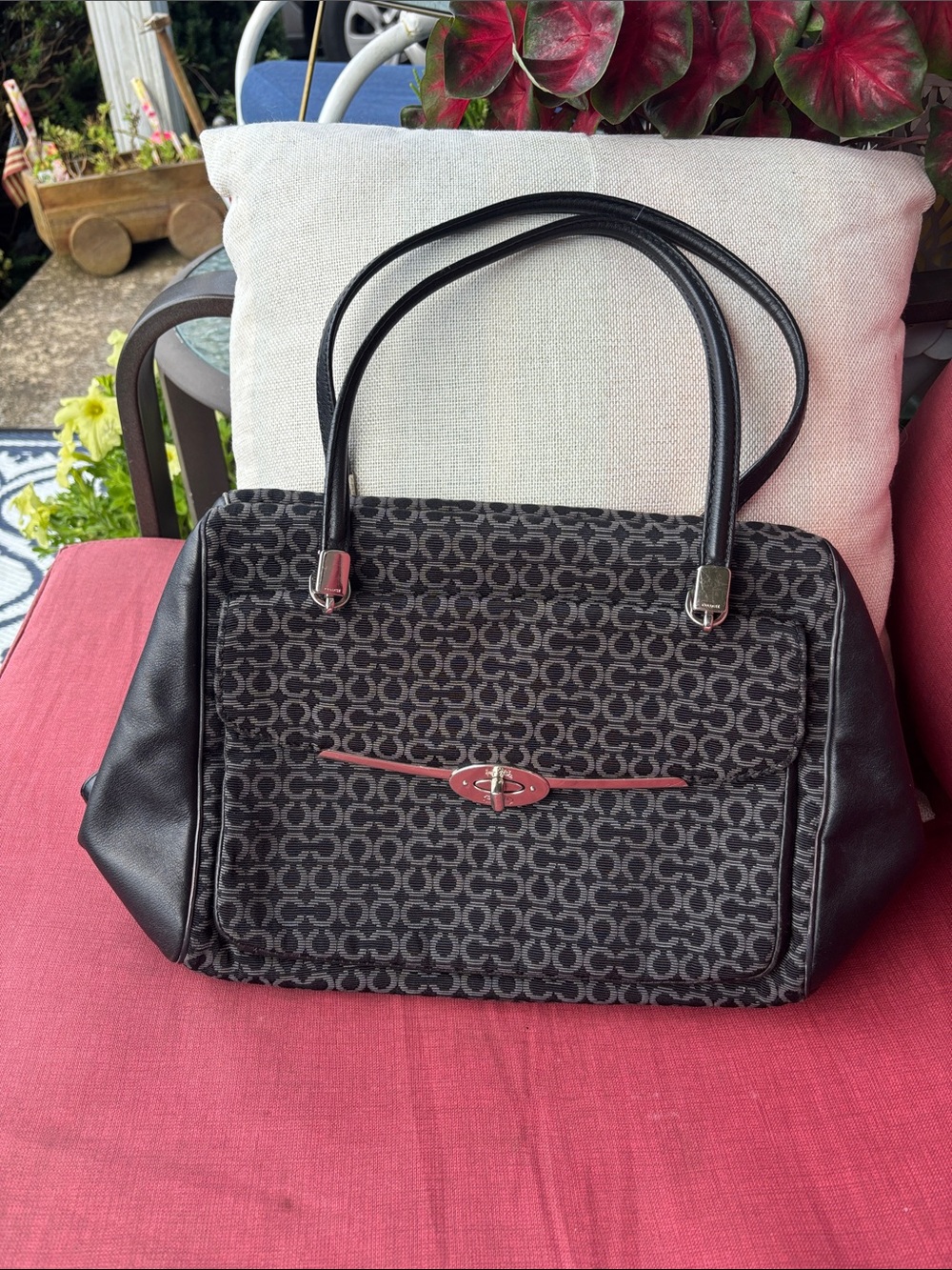 Coach Black Patterned Tote Bag
